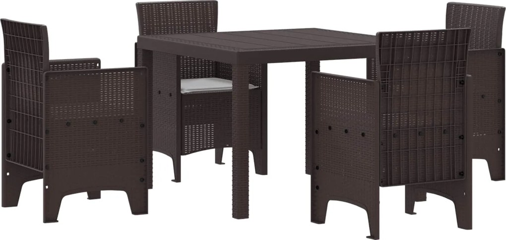 vidaXL Kert étkező szett 5 pcs Barna Polipropilén