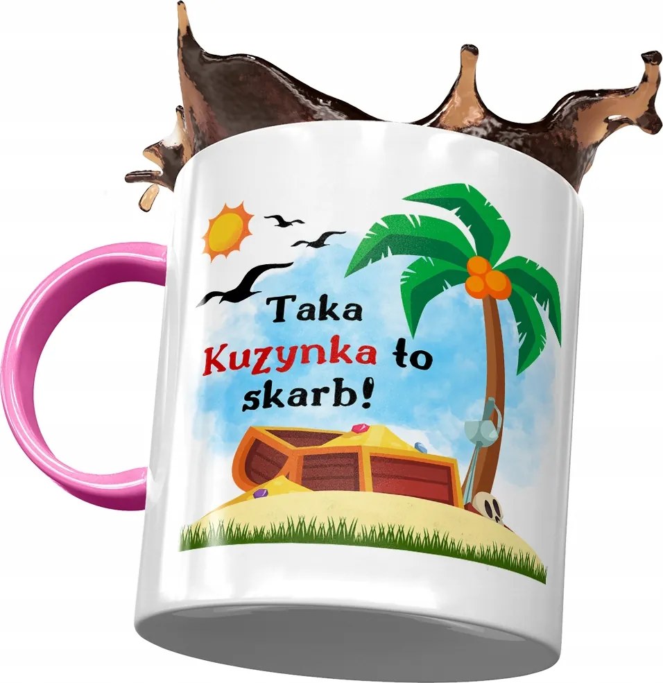 Rózsaszín Bögre Unokatestvérnek Születésnapra Ajándék Nyomtatott Fotóval