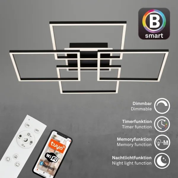 Brilo - LED dimmelhető mennyezeti lámpatest FRAME 50W/230V Wi-Fi Tuya + távirányító 72,4x72,4cm fekete