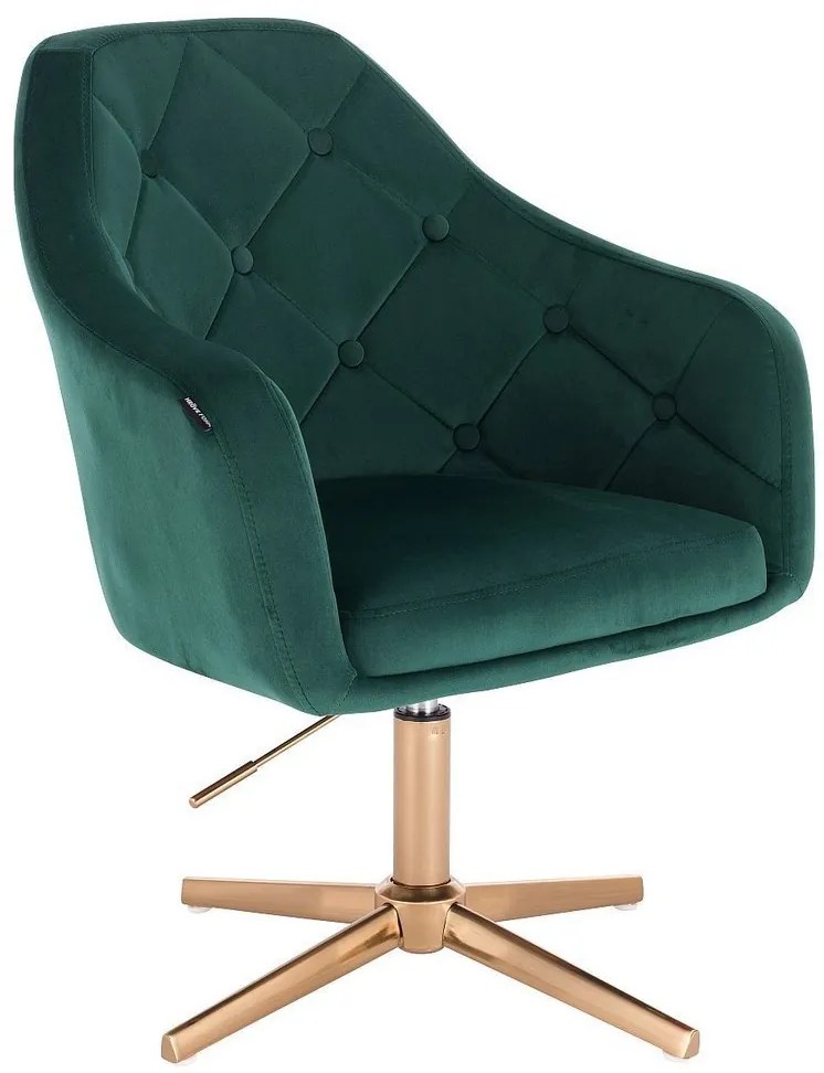 HR831CROSS Sötétzöld Modern Velúr Szék Arany lábbal