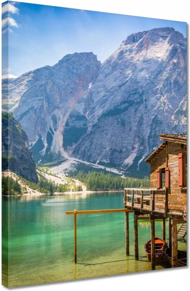 Vászonkép 30x40 Fa házikó a hegyekben