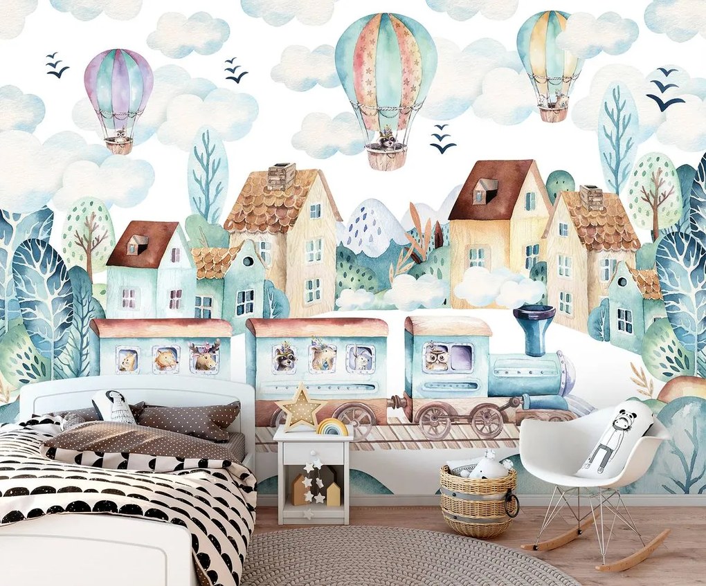 Fotótapéta - Choo-choo és a hőlégballonok (152,5x104 cm)