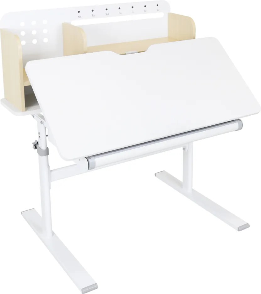 Növekvő íróasztal, természetes/fehér, ADAN