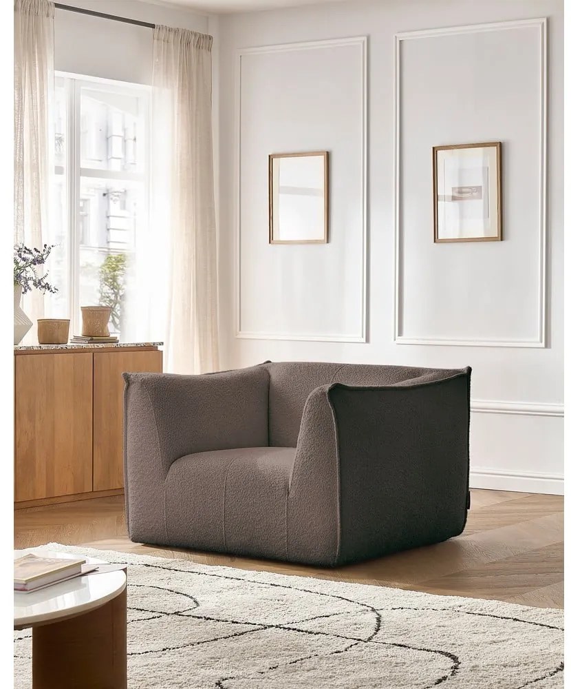 Barna buklé fotel Giorgia – Bobochic Paris