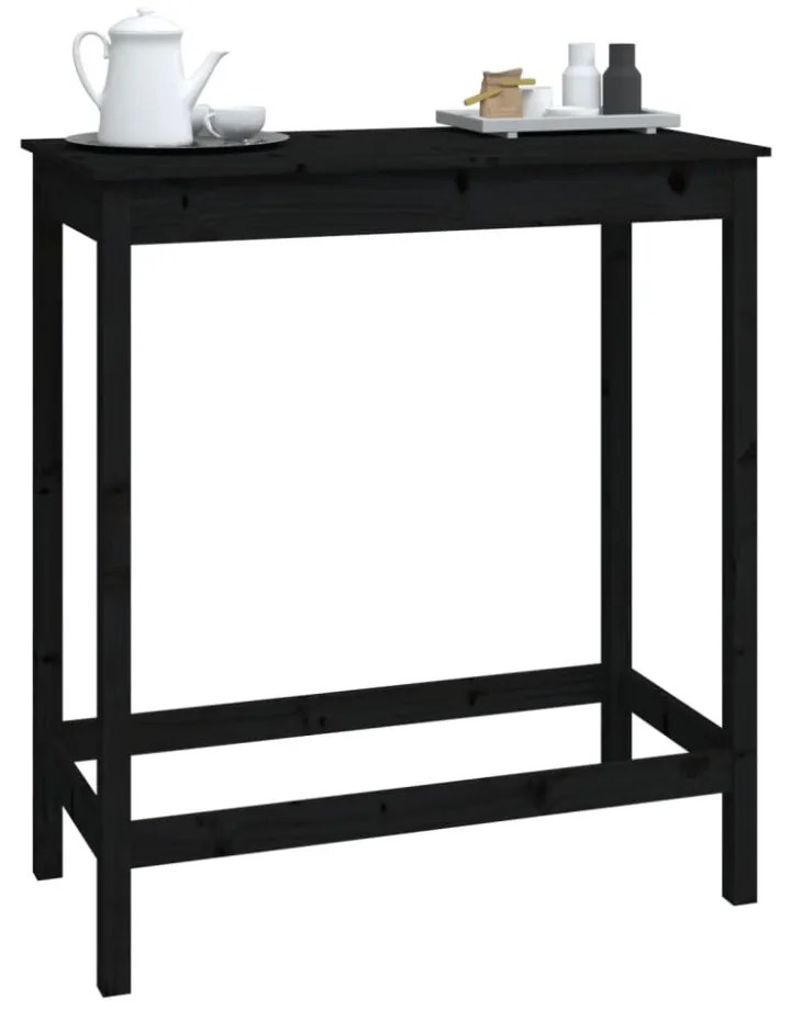 fekete tömör fenyőfa bárasztal 100 x 50 x 110 cm
