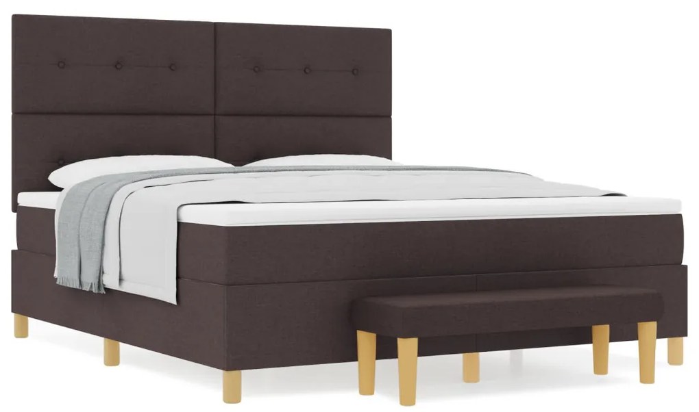 Boxspring Ágy Mattal és Pad Dark Brown 180x200 cm Szövet