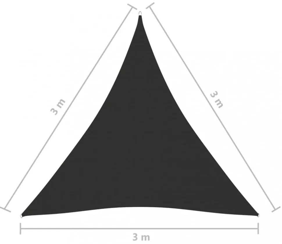 antracitszürke háromszögű oxford-szövet napvitorla 3 x 3 x 3 m