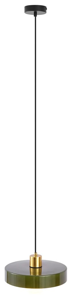 Retro függőlámpa arany színben, zöld üveggel - Jina