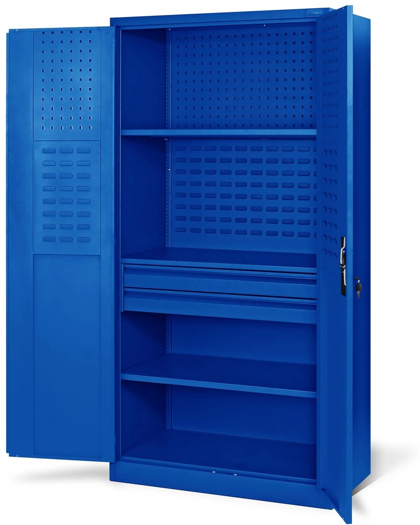 Fém műhelyszekrény fiókokkal SZYMON, 920 x 1850 x 500 mm, kék