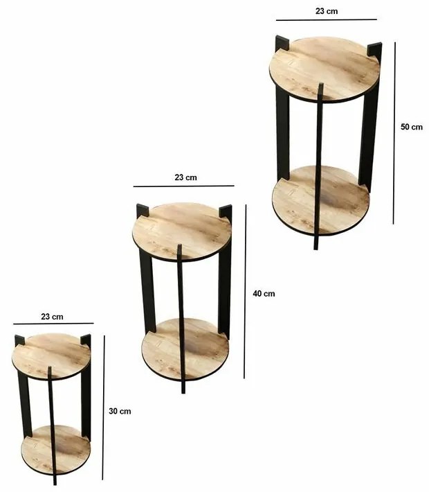 Virágállvány Flower Desk Round - Oak