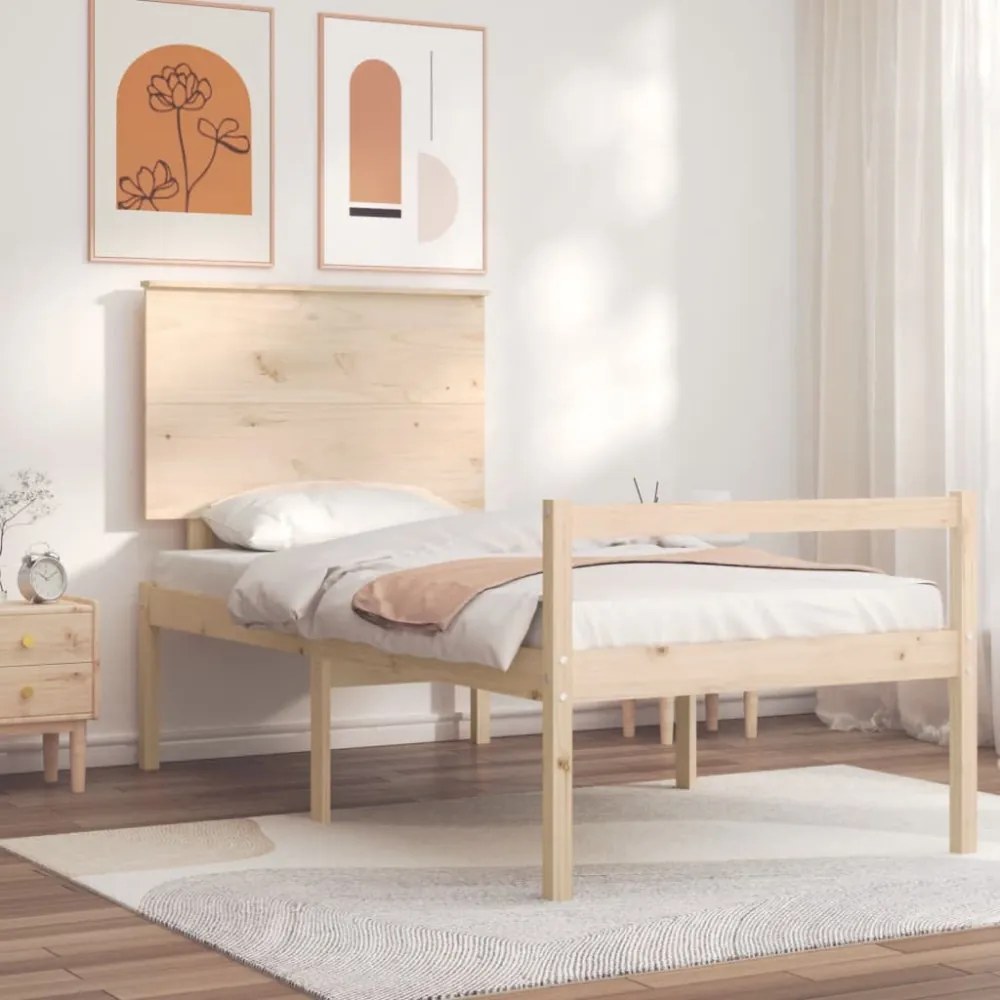 tömör fa ágy időseknek fejtámlával 100x200 cm