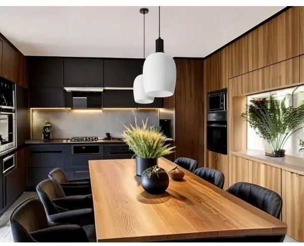 Kábelre függesztett csillár WOLKEN 1xE27/40W/230V fehér/fekete