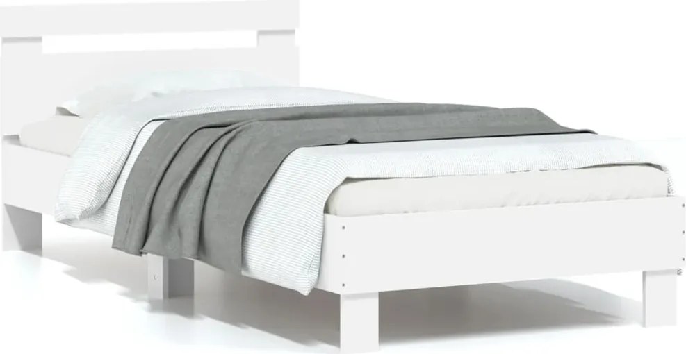 vidaXL fehér szövet ágykeret fejtámlával 75x190 cm