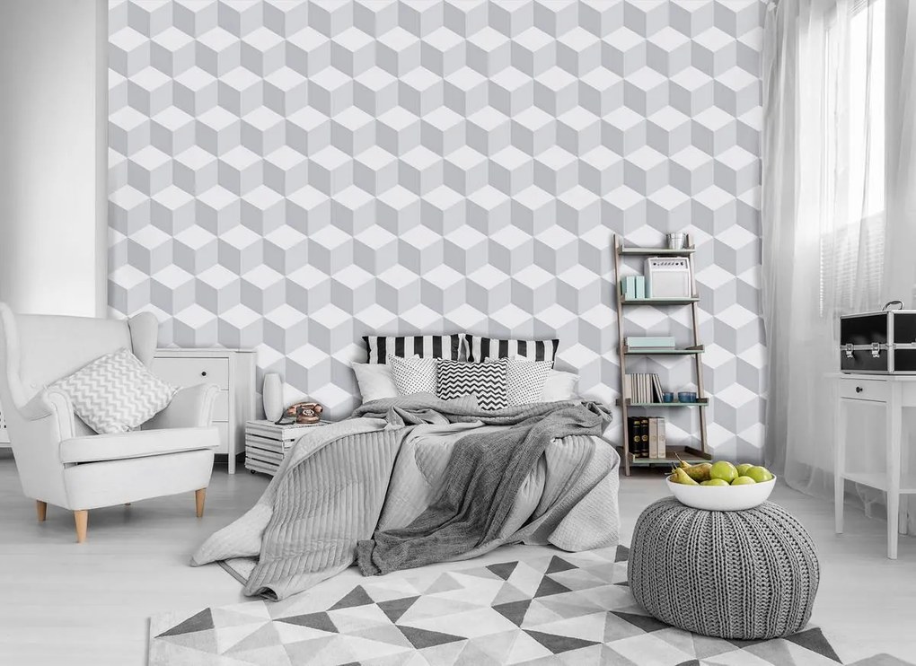 Fotótapéta - 3D fehér mozaik (152,5x104 cm)