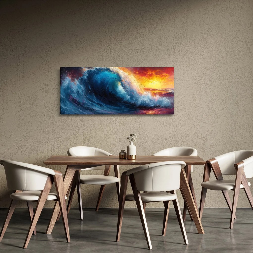 Kép - Hullám a naplementében (120x50 cm)
