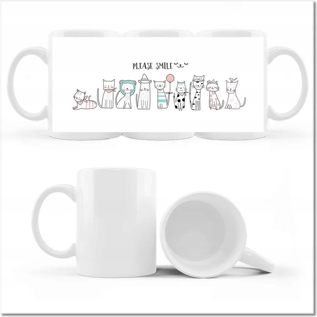 Nyomott mintás bögre Cica