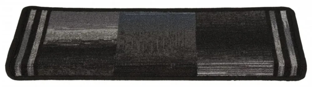 15 db fekete-szürke öntapadó lépcsőszőnyeg 65x21x4 cm