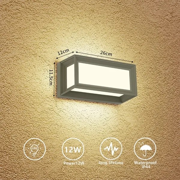 Brilagi - LED kültéri fali lámpa PARKER LED/12W/230V 3000/4500/6000K szürke IP44