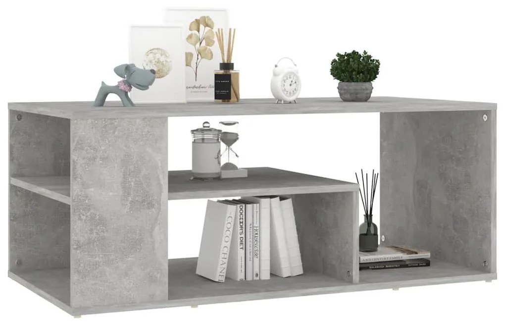 Betonszürke szerelt fa dohányzóasztal 100 x 50 x 40 cm