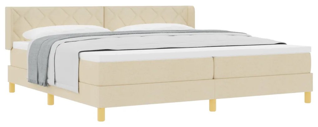 Boxspring ágy matraccal és krém szövettel, 200 x 200 cm