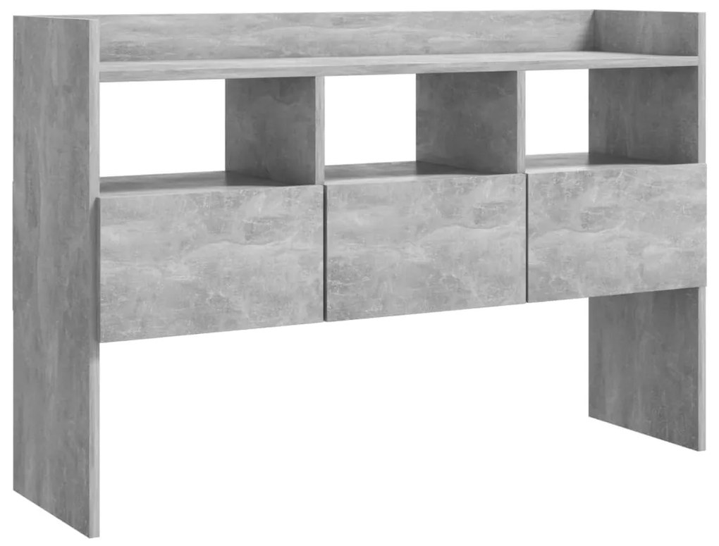 betonszürke szerelt fa tálalószekrény 105 x 30 x 70 cm