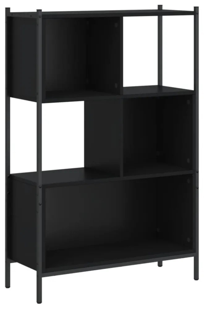 fekete szerelt fa könyvszekrény 72x28x109 cm
