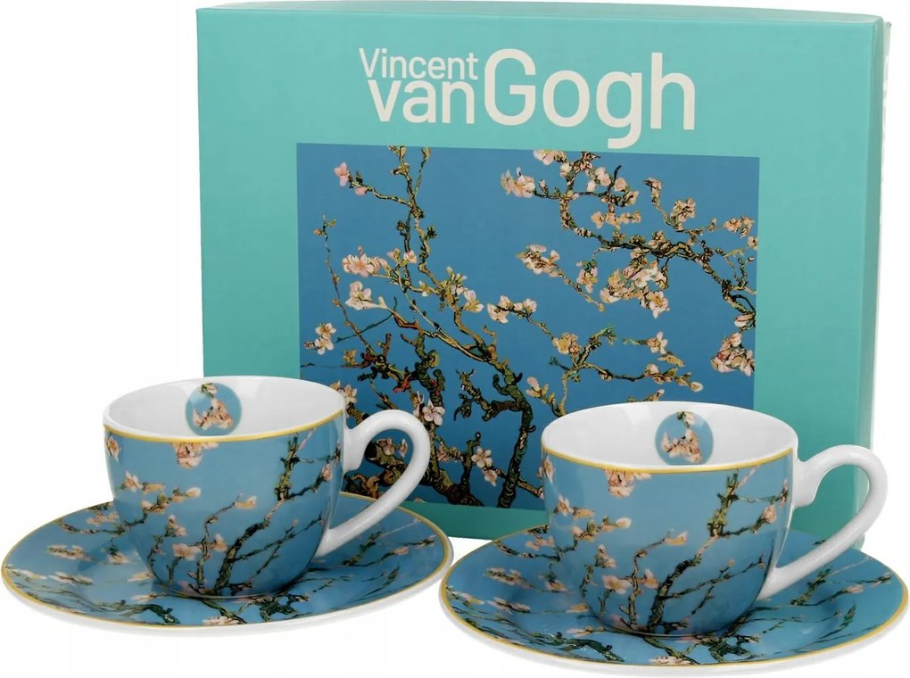 2x csésze eszpresszó csészealjjal 90ml Van Gogh Almond Blossom Porcelán