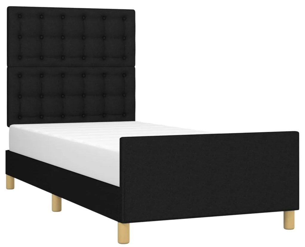 fekete szövet ágykeret matrac nélkül 100x200 cm