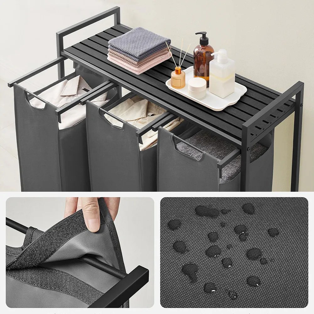 3 rekeszes szennyestartó, sötétszürke