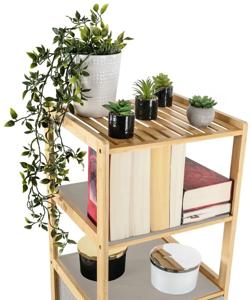 G21 Bambusz polc kosarakkal, 5 polc, bézs, 5 emelet