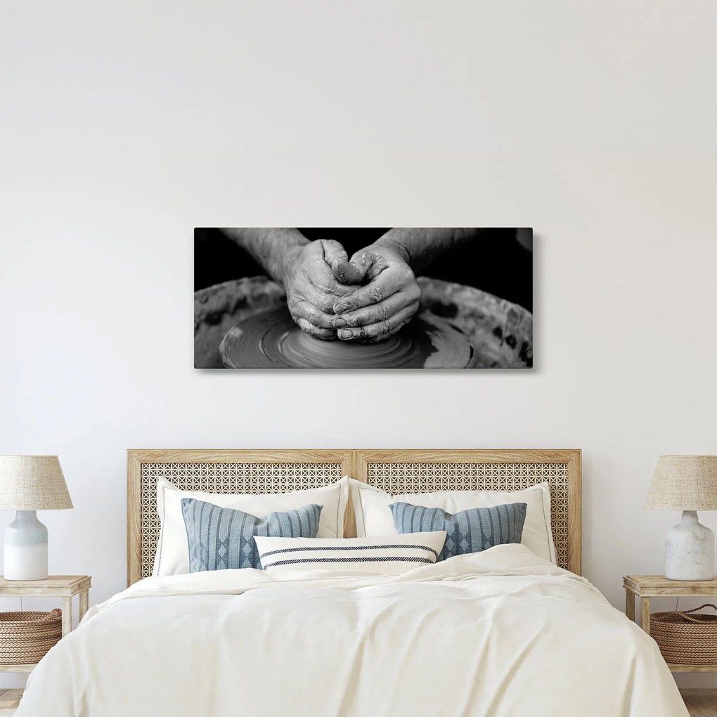Fekete-fehér kép - kerámia gyártás (120x50 cm)