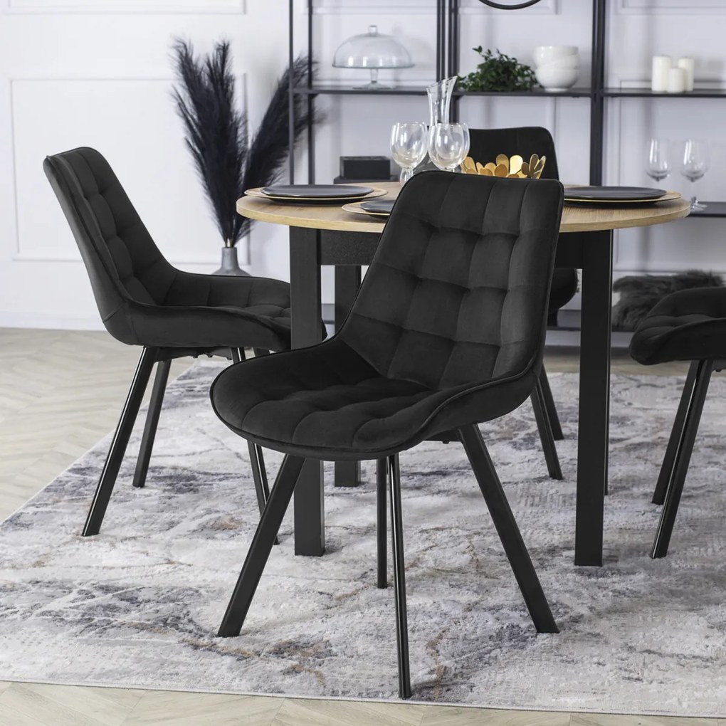 Krzesło RICK Czarne Welurowe
