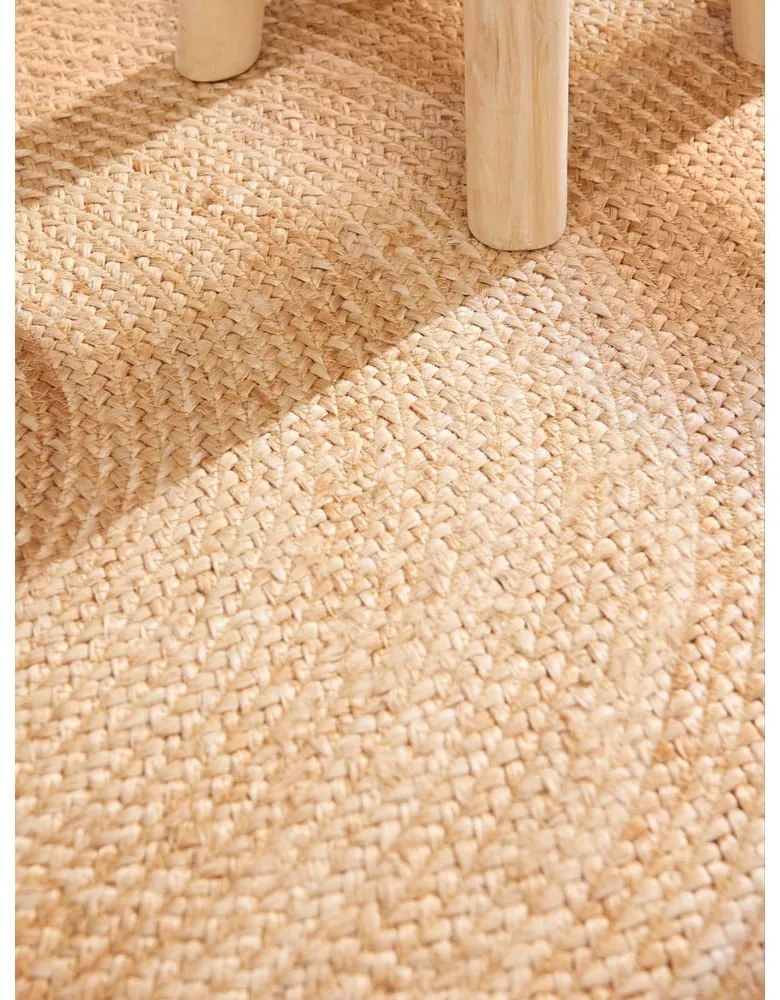 Elefántcsont színű kétoldalas kézi szövésű kerek juta szőnyeg ø 120 cm Jutta Ivory – Hanse Home