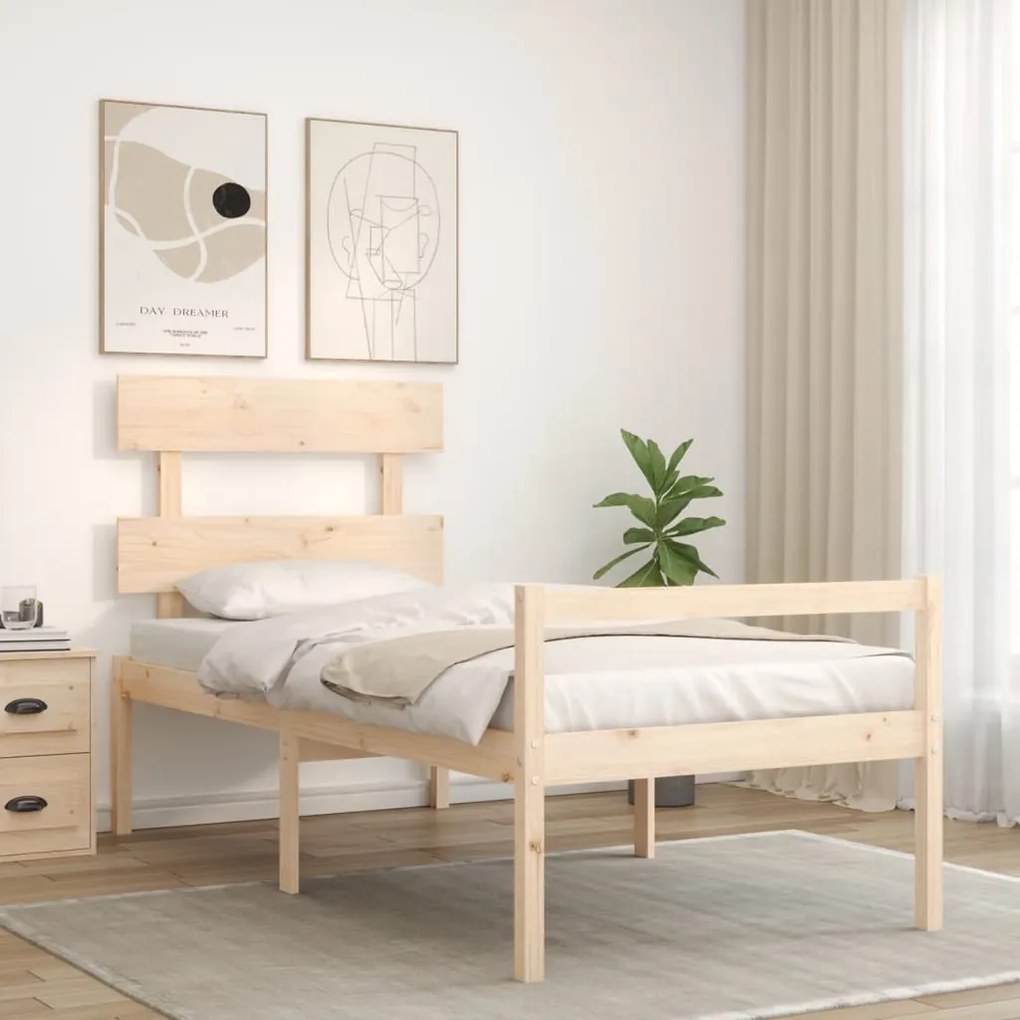 tömör fa ágy időseknek fejtámlával 90x200 cm
