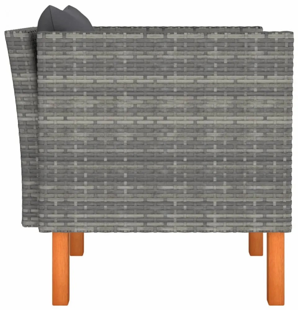 polyrattan és tömör eukaliptuszfa kerti kanapé