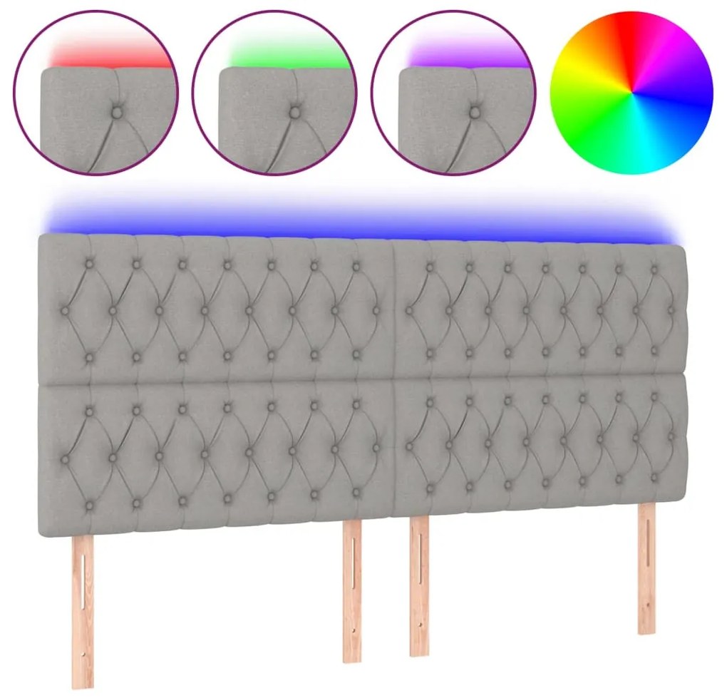 világosszürke szövet LED-es fejtámla 180x7x118/128 cm