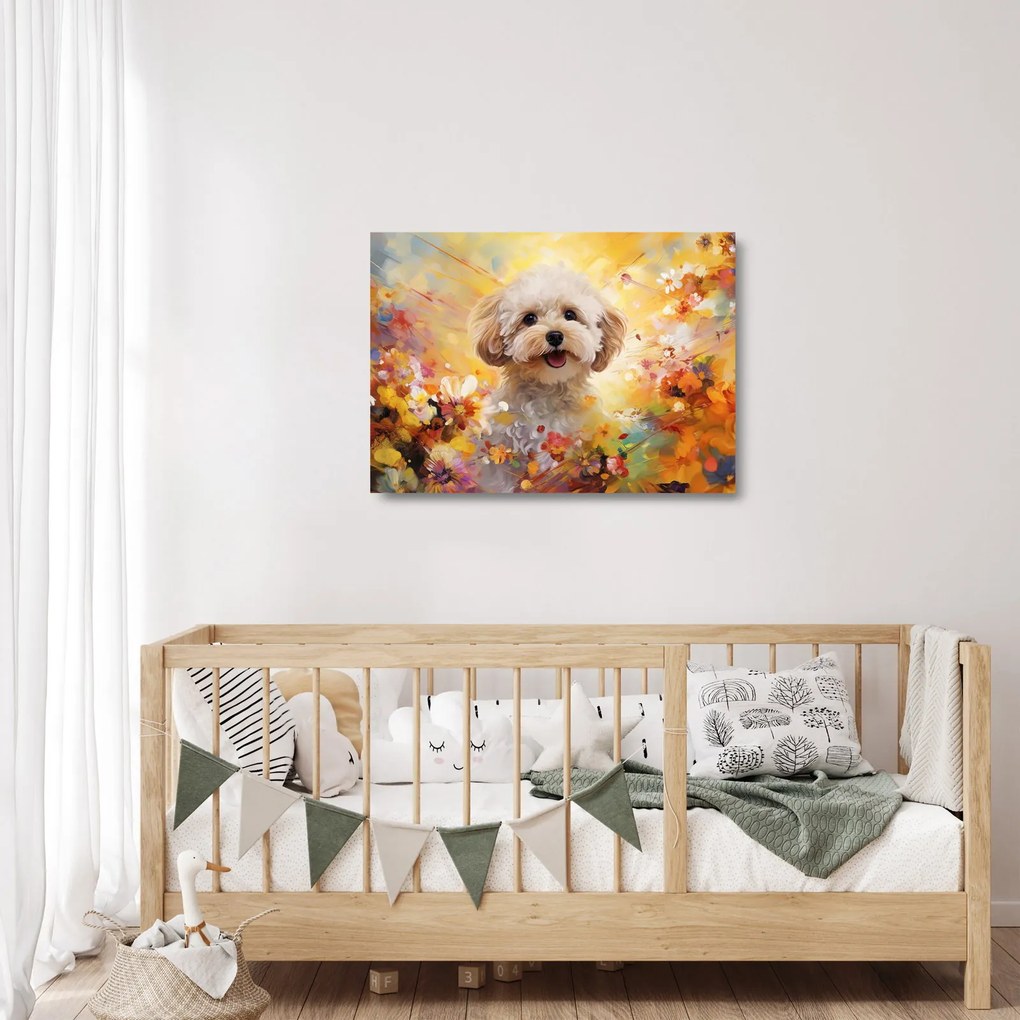 Üveg kép - Boldog kutya (70x50 cm)