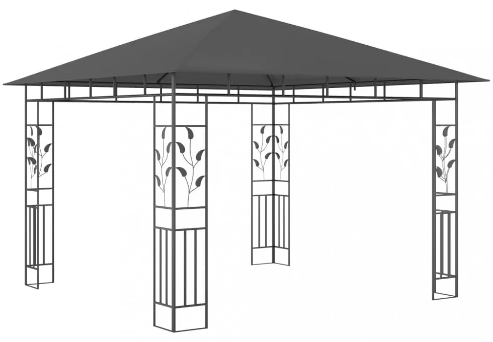 vidaXL antracit pavilon szúnyoghálóval/LED fényfüzérrel 3 x 3 x 2,73 m