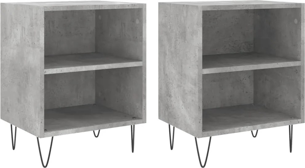 vidaXL 2 db betonszürke szerelt fa éjjeliszekrény 40x30x50 cm