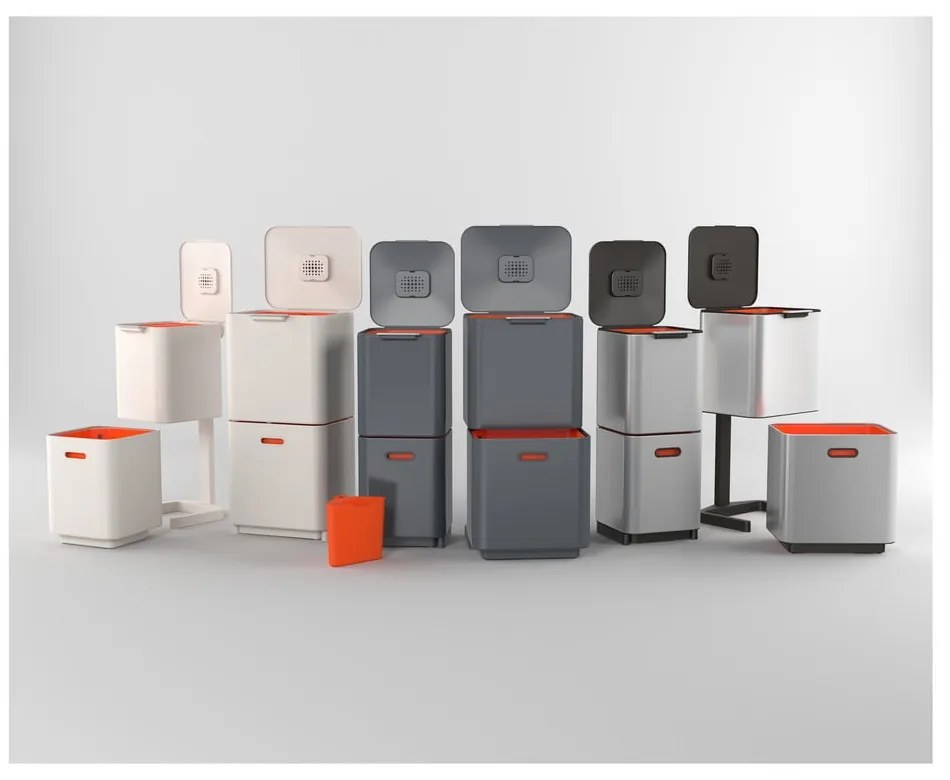 Szürke acél szelektív szemetes 40 l Totem Compact – Joseph Joseph