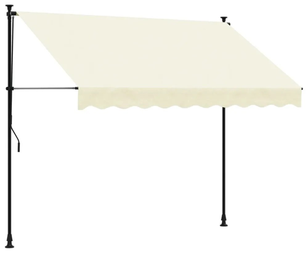 krémszínű szövet és acél feltekerhető napellenző 250 x 150 cm