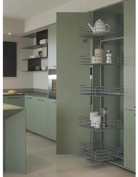 Konyhai fémrács, kamravasalás, 400mm, antracit, részleges kihúzású, 5 kosár, nyíló ajtóhoz Greem Line 295