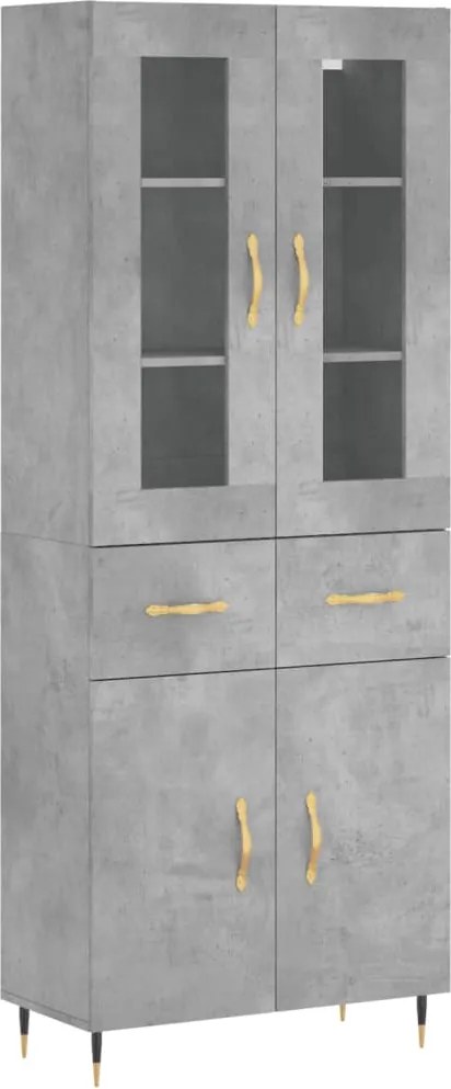 vidaXL betonszürke szerelt fa magasszekrény 69,5 x 34 x 180 cm