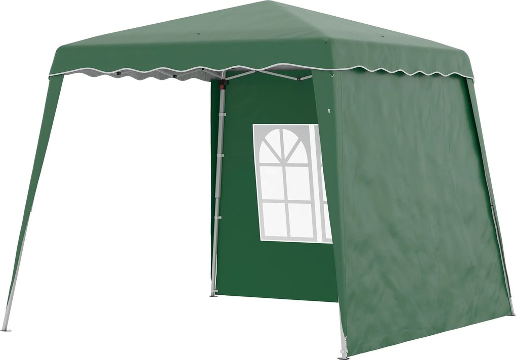 Outsunny Összecsukható Pop-up Napernyő 3x3m Kerti Pavilon 2 Oldalfallal Állítható Magasságú és Táskával UV50+ Védelemmel Vízhatlan Sátor Kempinghez Kü