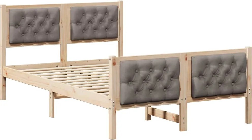 vidaXL Ágykeret fejtámlával Tópszínű 120 x 200 cm Tömör fenyőfa