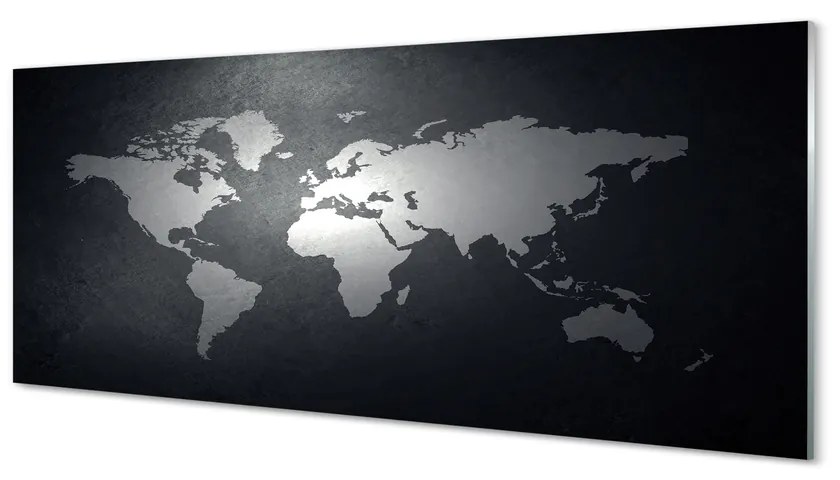 Üvegképek Fekete háttér Fehér térkép 120x60cm