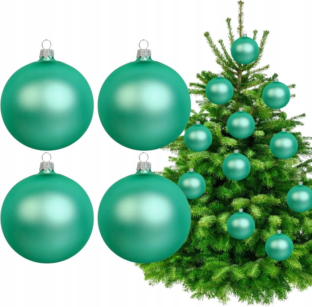 Zöld Üveg Lengyel Díszgömb Szett 4 db Zöldes-szürke Karácsonyfadísz Gömbök