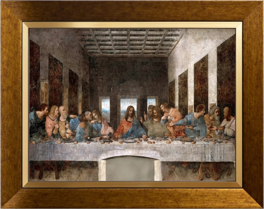 Utolsó Vacsora Szakrális Kép Arany Vászon Díszkeret 30X40