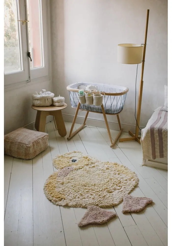 Sárga mosható kézi szövésű pamut gyerek szőnyeg 95x120 cm Ducky – Lorena Canals