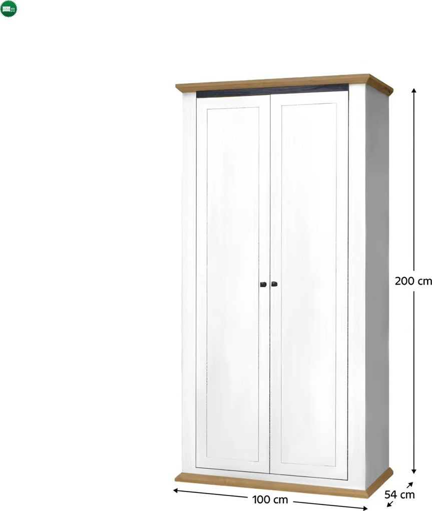 Kombinált szekrény MZ2, fehér/grand tölgy, LEON